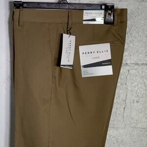 Perry Ellis Portfolio Men's Modern-Fit Twill Pants - elmwood 31x30 $95